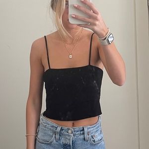 black square neck crop top